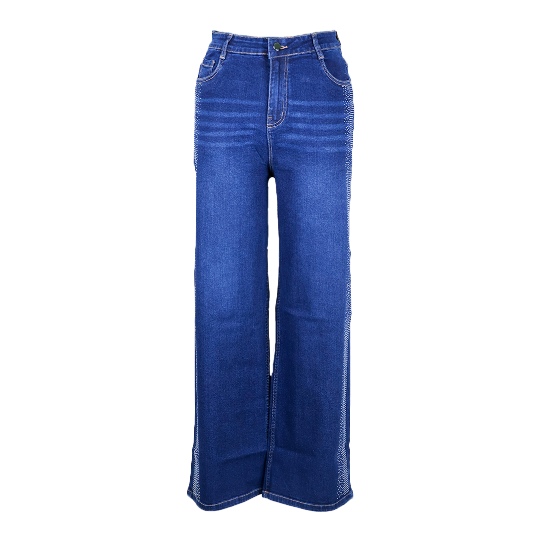 Side Stone Studed Straight Fit Jeans