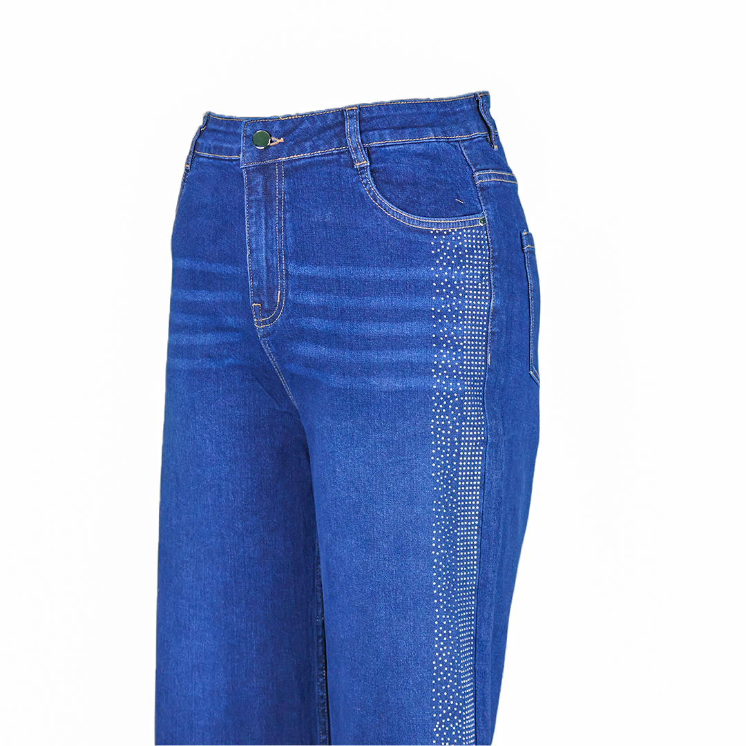 Side Stone Studed Straight Fit Jeans