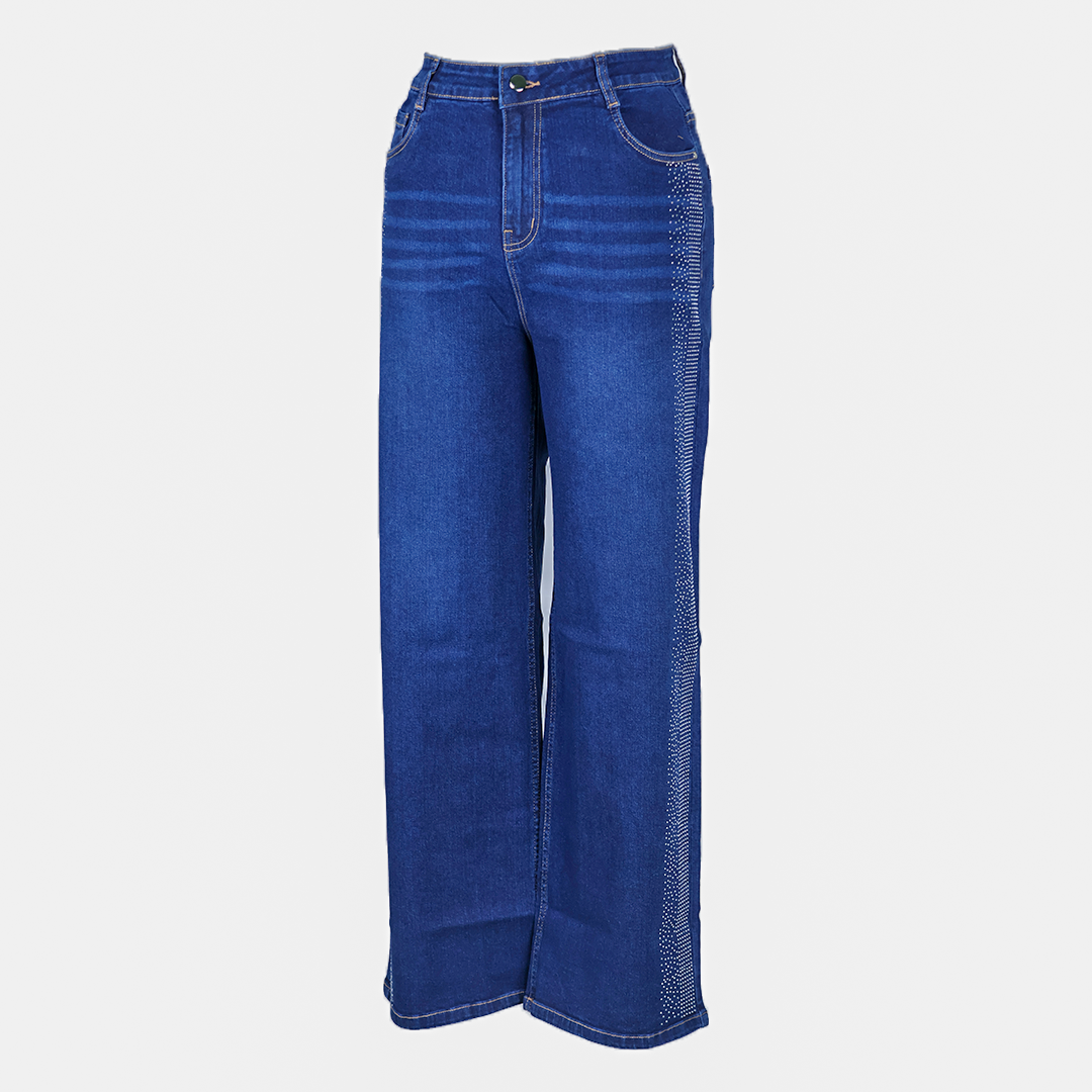 Side Stone Studed Straight Fit Jeans