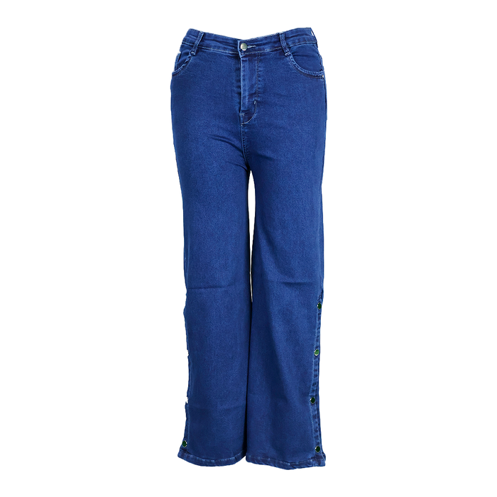 Side Button Flow Loose Fit Denim