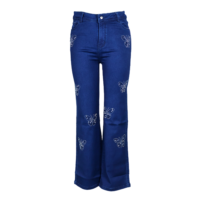 Black And White Stone Butterfly Straight Fit Jeans