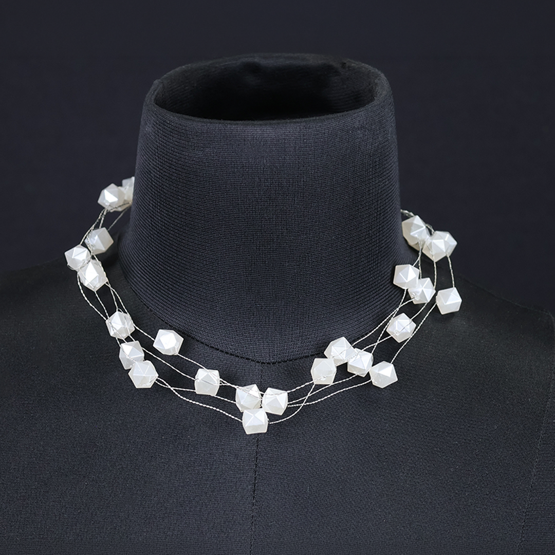 Multi-Layred Hexagon Peral Necklace