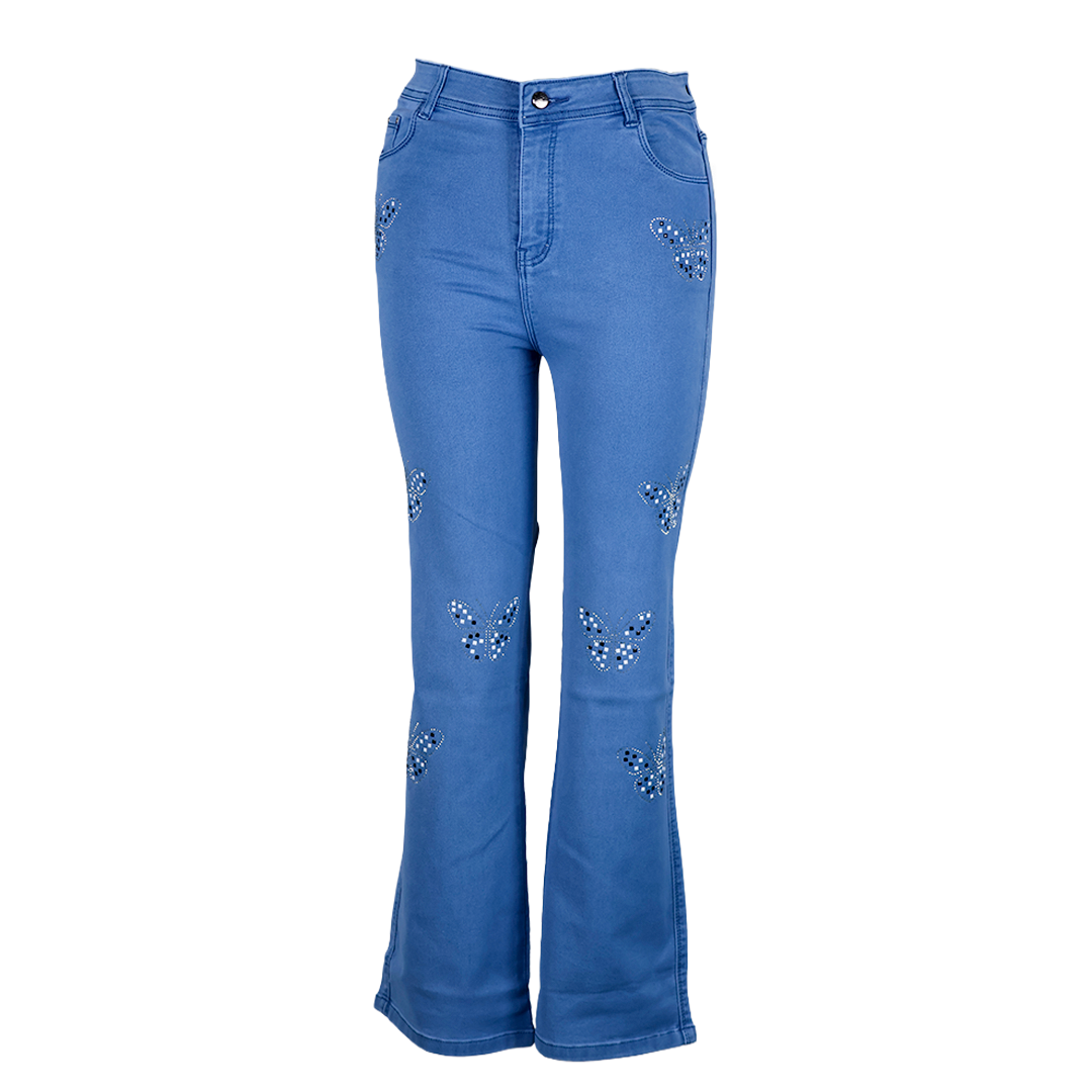 Black And White Stone Butterfly Straight Fit Jeans