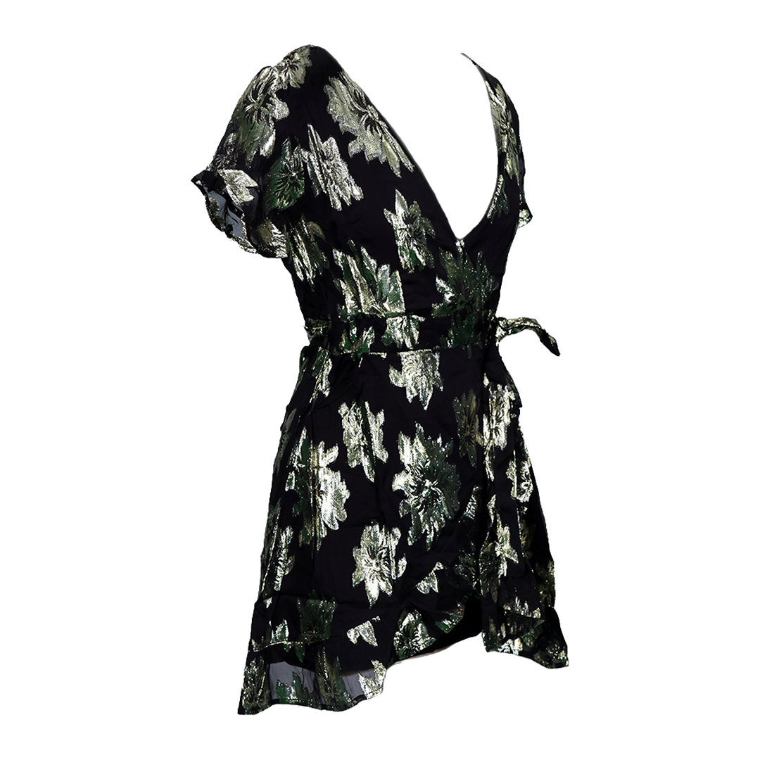 Wrapped Golden Flower Mid- Dress