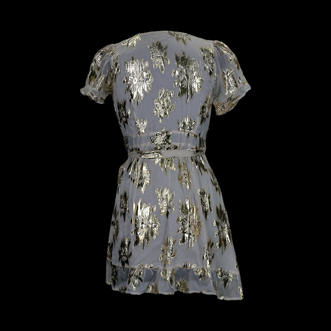 Wrapped Golden Flower Mid- Dress