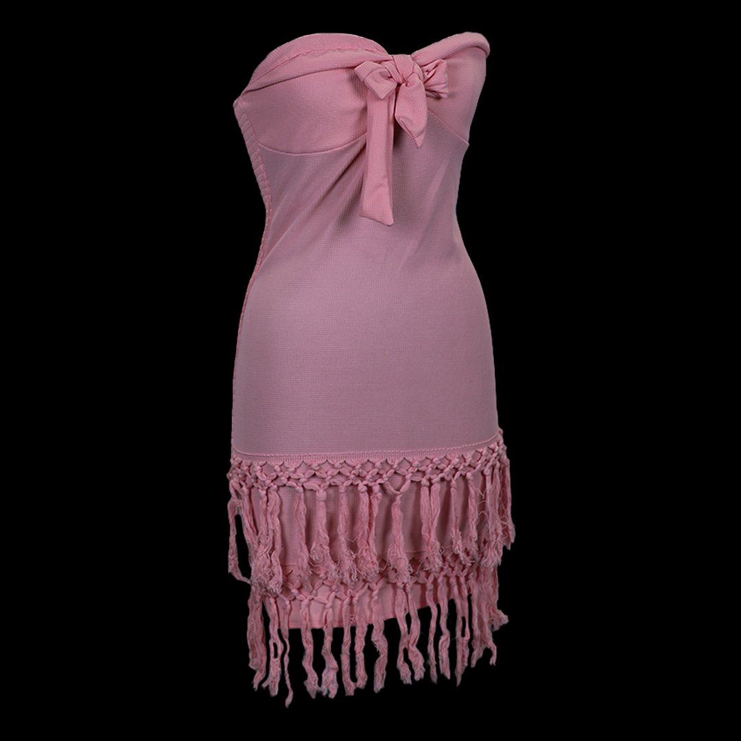 Knee Length Crochet Tassel Tube Dress