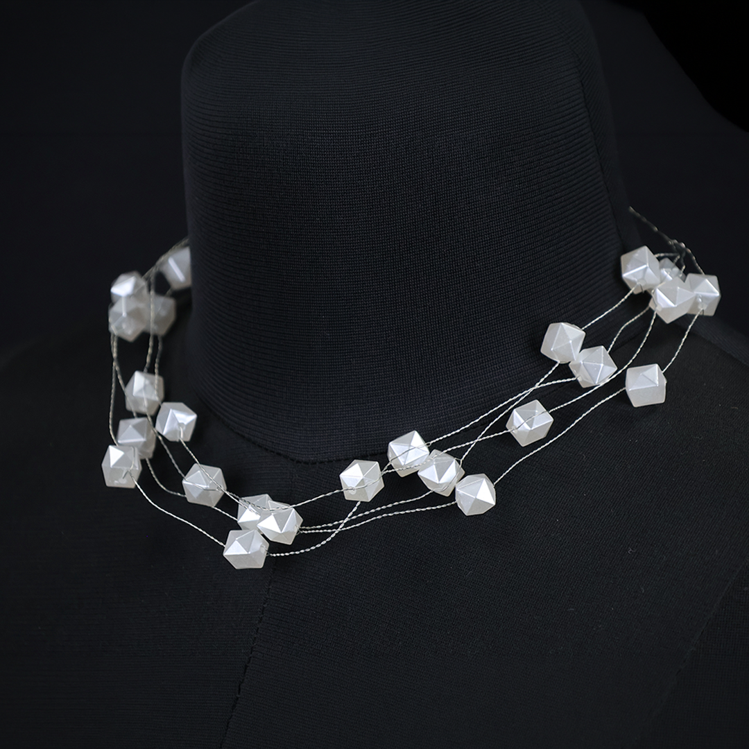 Multi-Layred Hexagon Peral Necklace