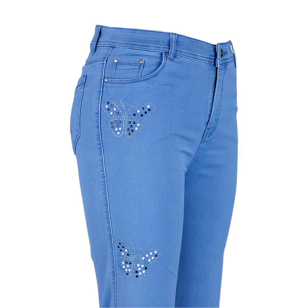 Black And White Stone Butterfly Straight Fit Jeans