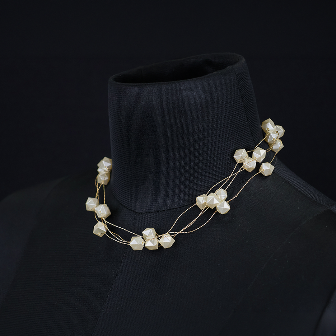 Multi-Layred Hexagon Peral Necklace