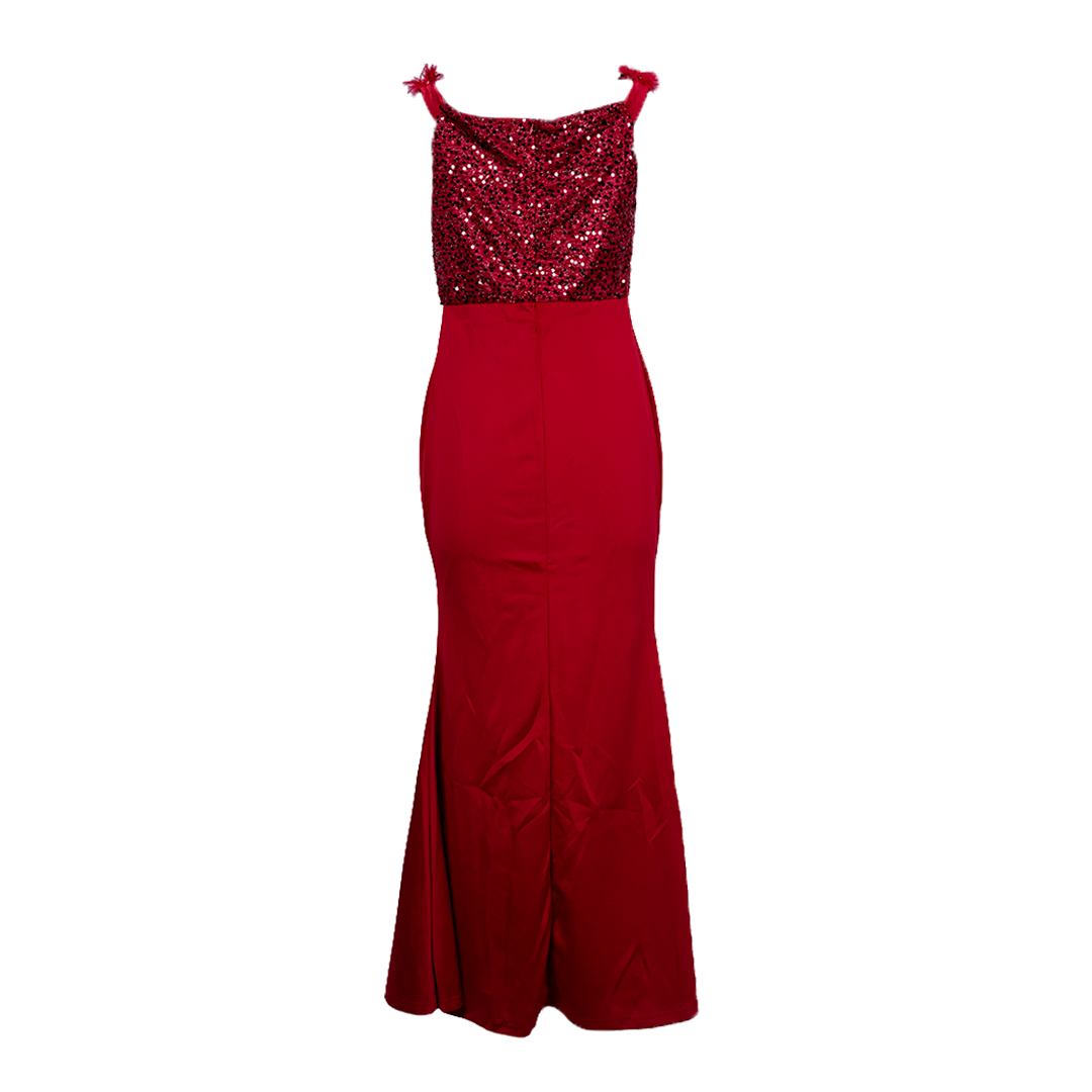 Glamour Night Off-Shoulder Fur Sequence Dress