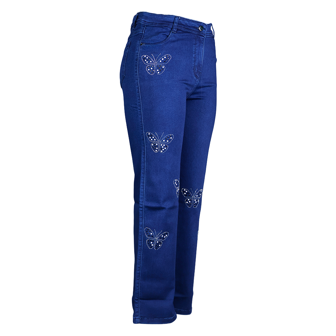 Black And White Stone Butterfly Straight Fit Jeans