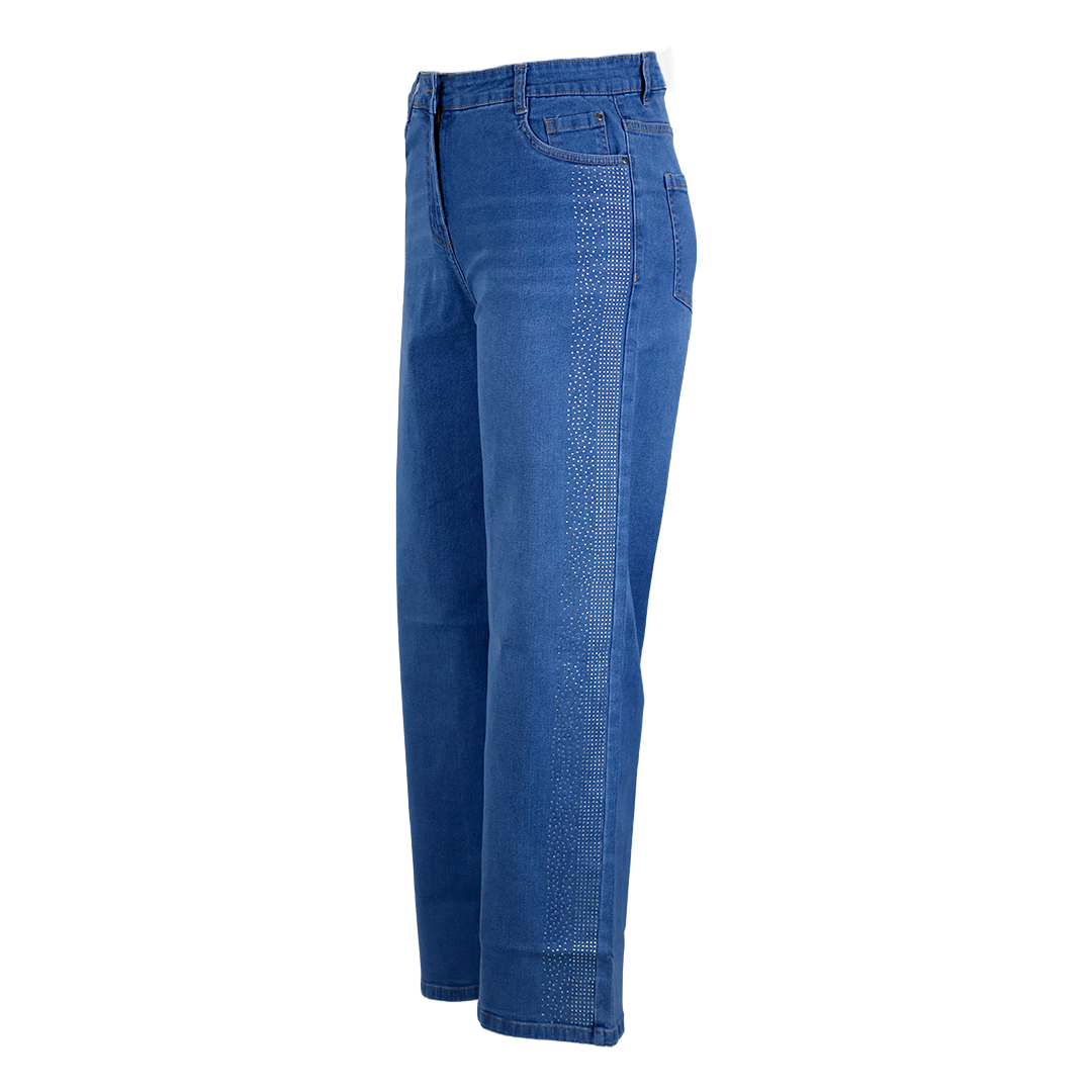 Side Stone Studed Straight Fit Jeans