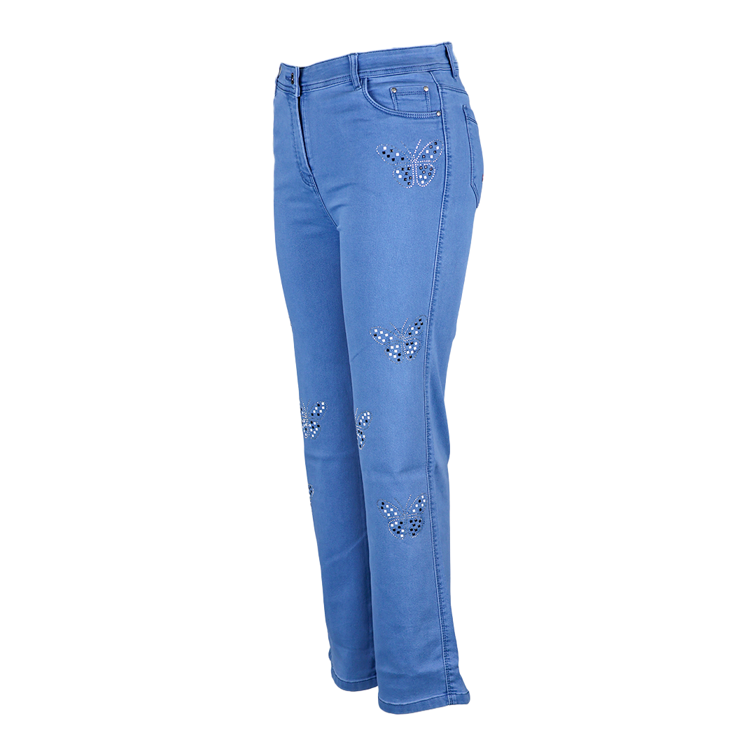 Black And White Stone Butterfly Straight Fit Jeans