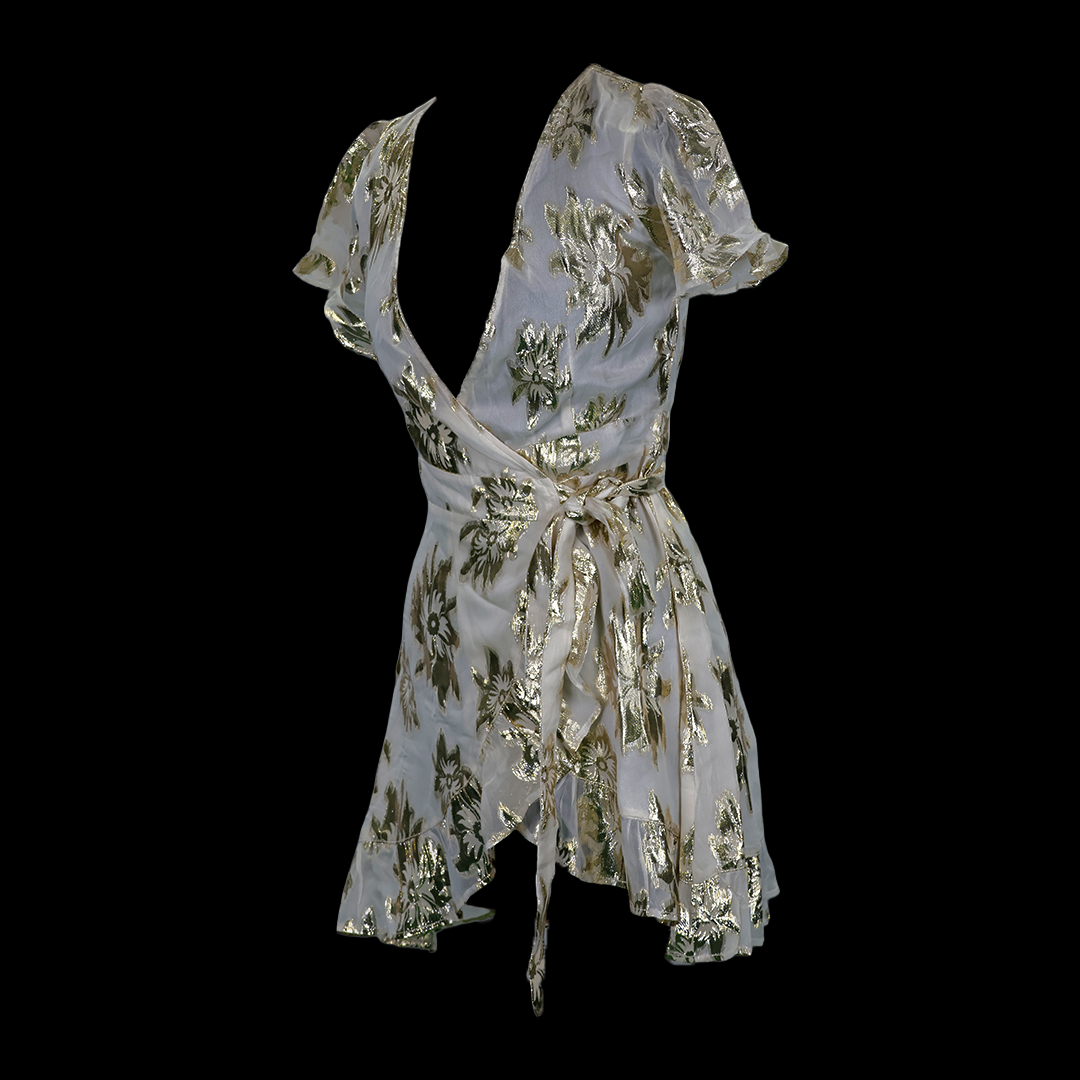 Wrapped Golden Flower Mid- Dress