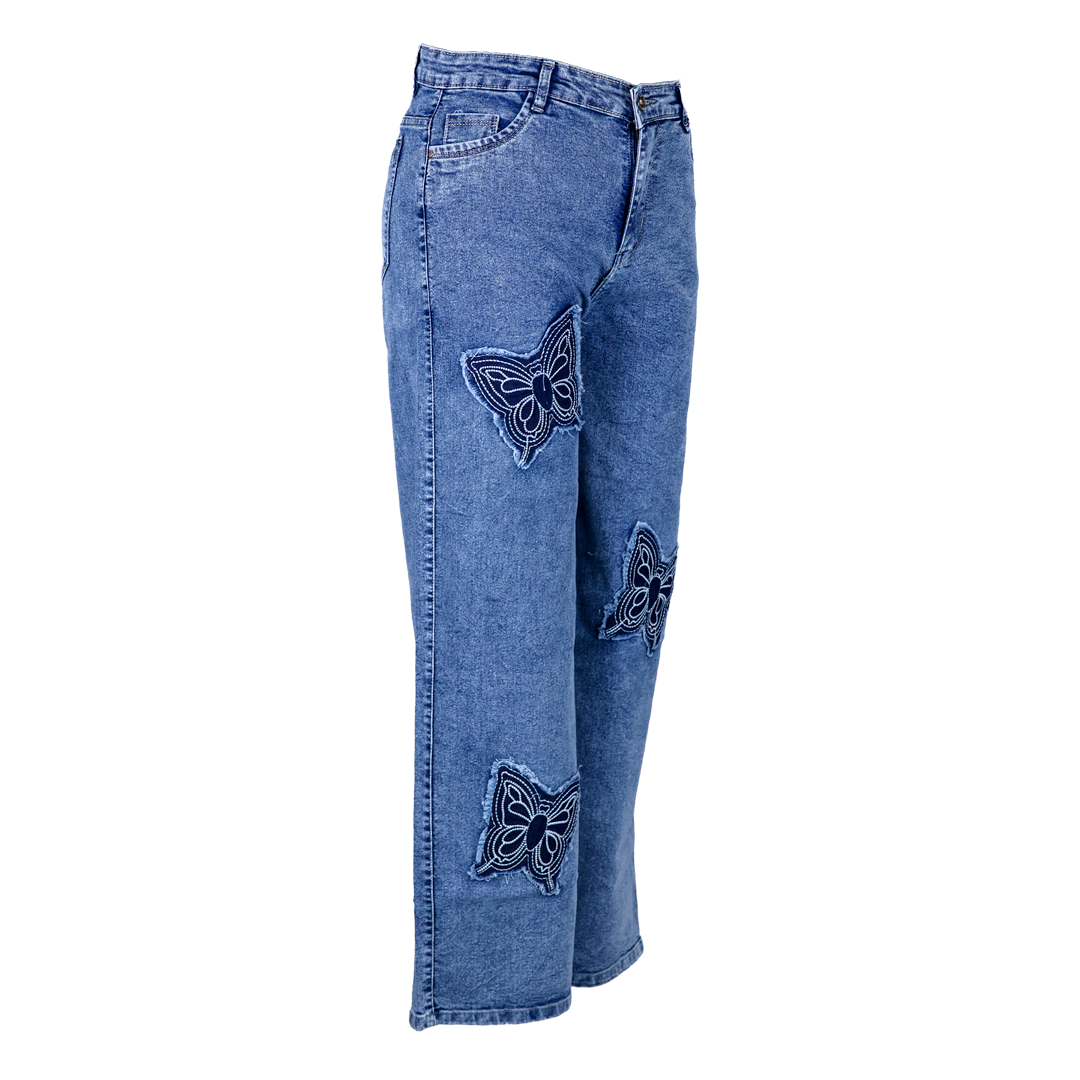 Butterfly Embroidery Loose fit Denim