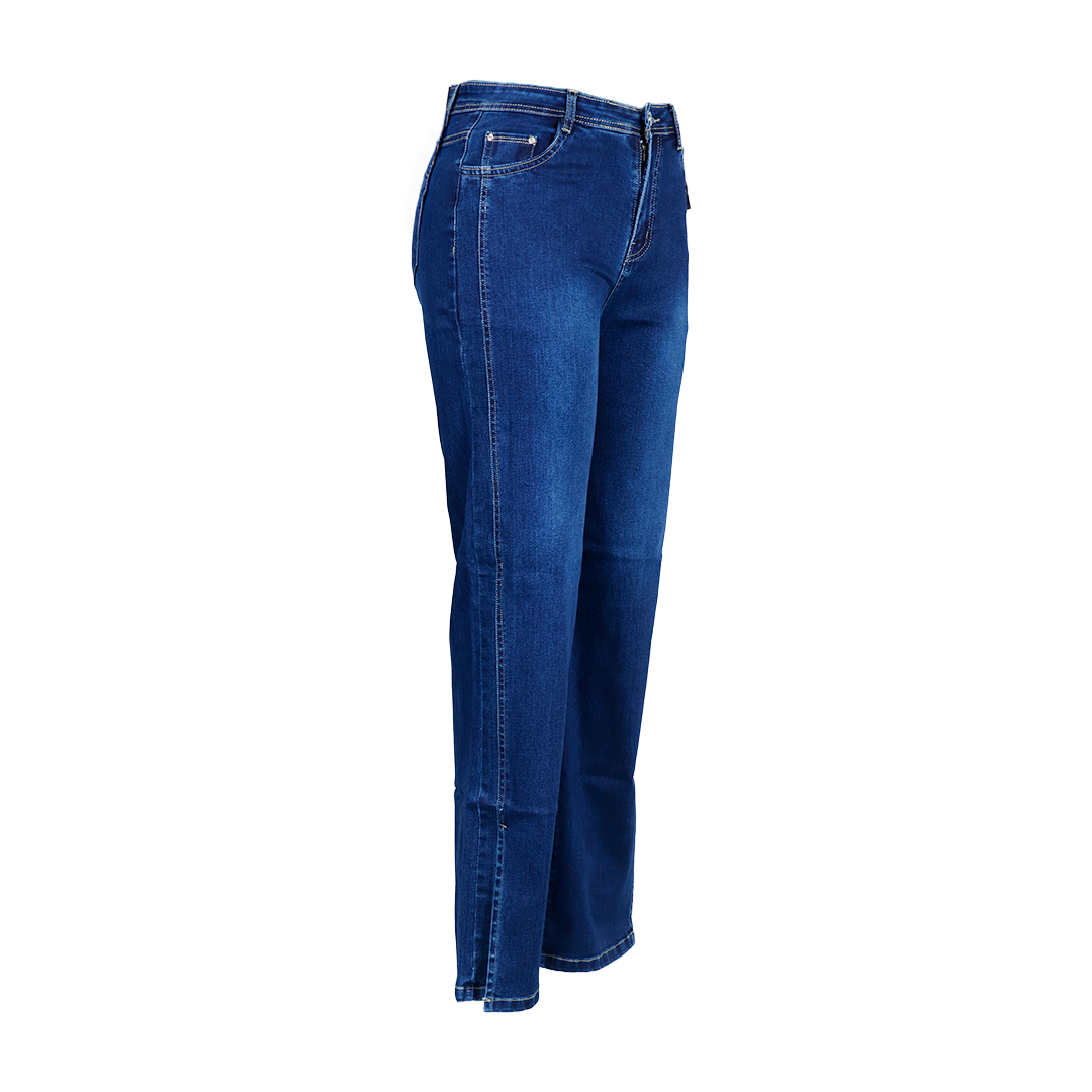 Side Stiched And Slit Straight Fit Denim