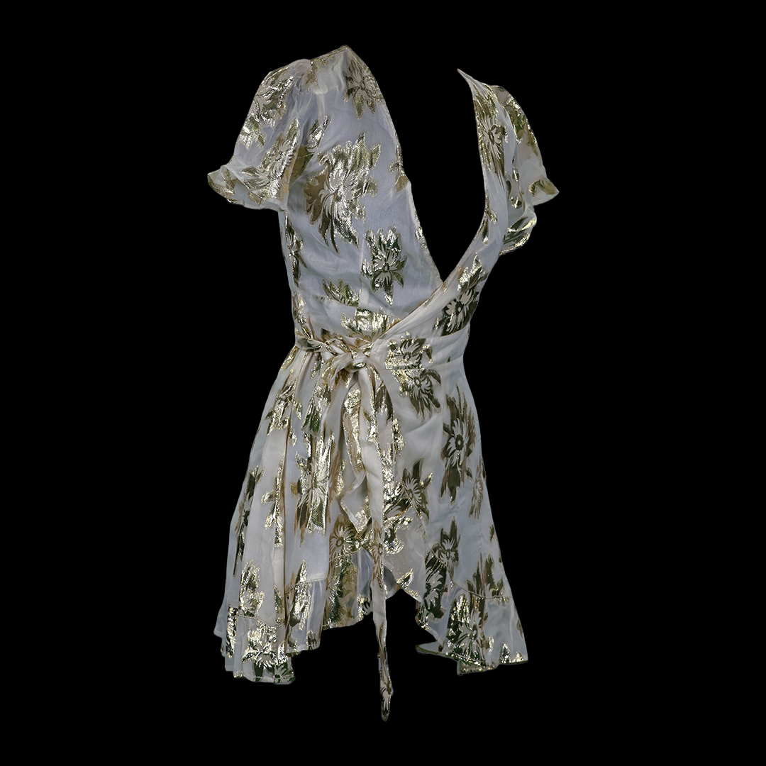 Wrapped Golden Flower Mid- Dress