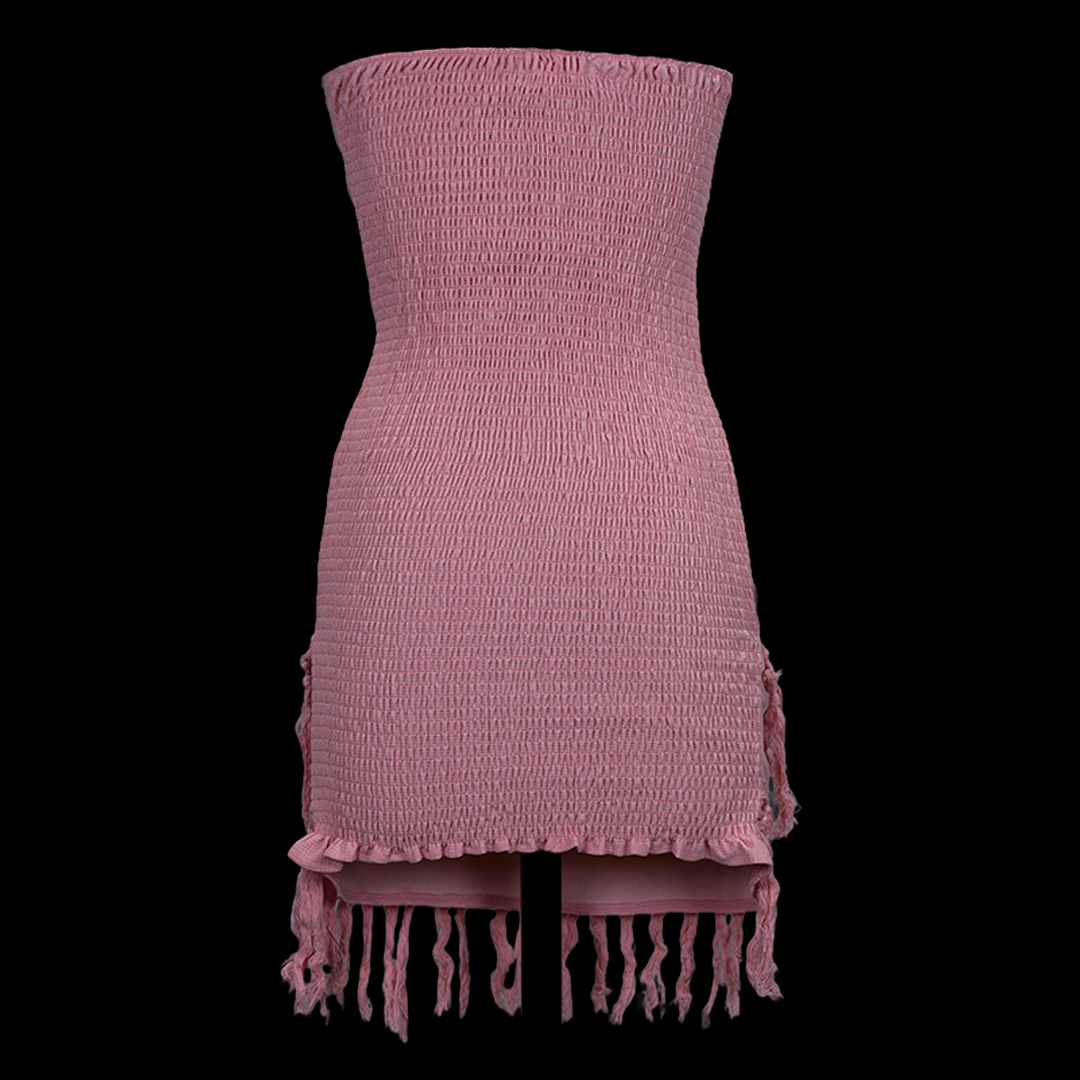Knee Length Crochet Tassel Tube Dress