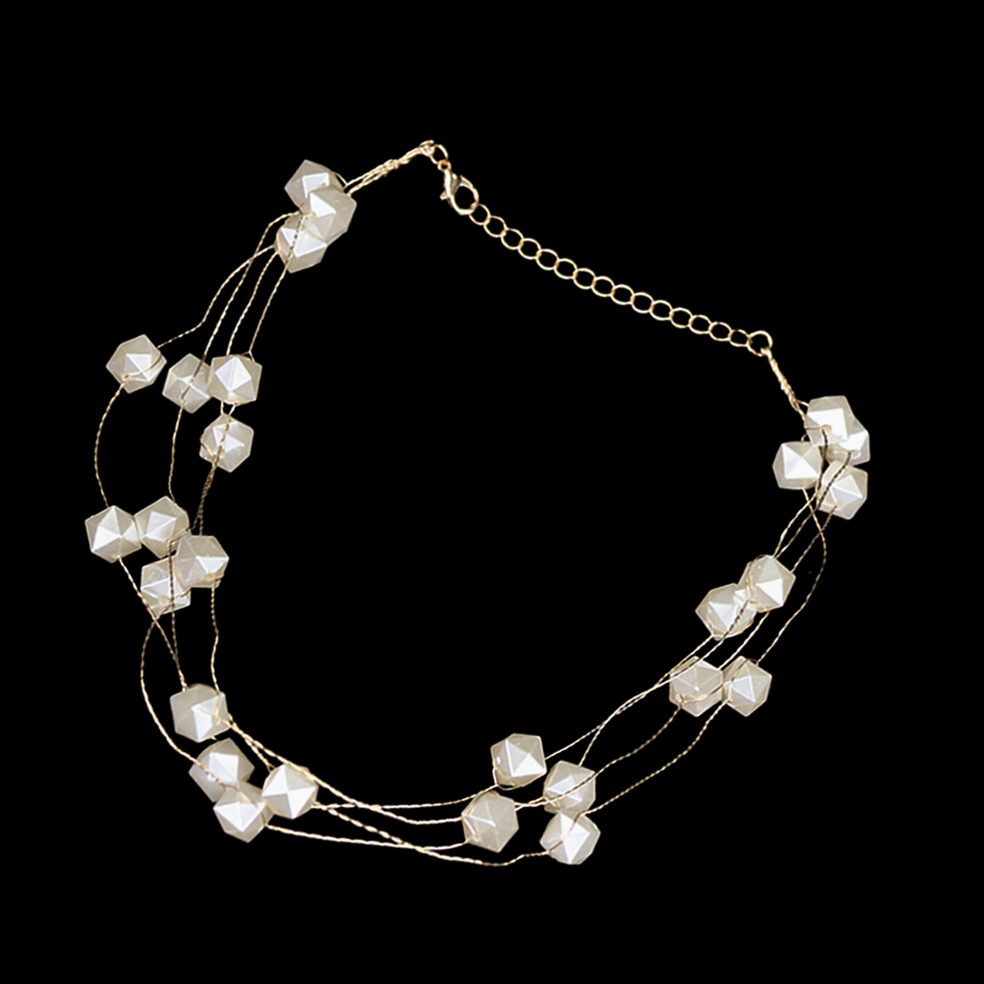 Multi-Layred Hexagon Peral Necklace