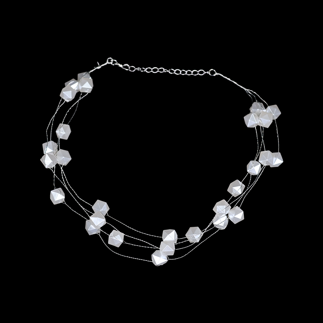 Multi-Layred Hexagon Peral Necklace