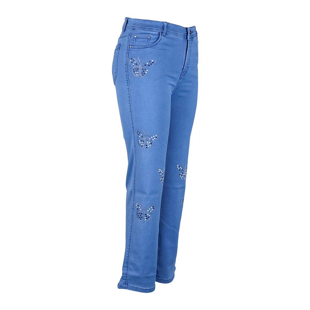 Black And White Stone Butterfly Straight Fit Jeans