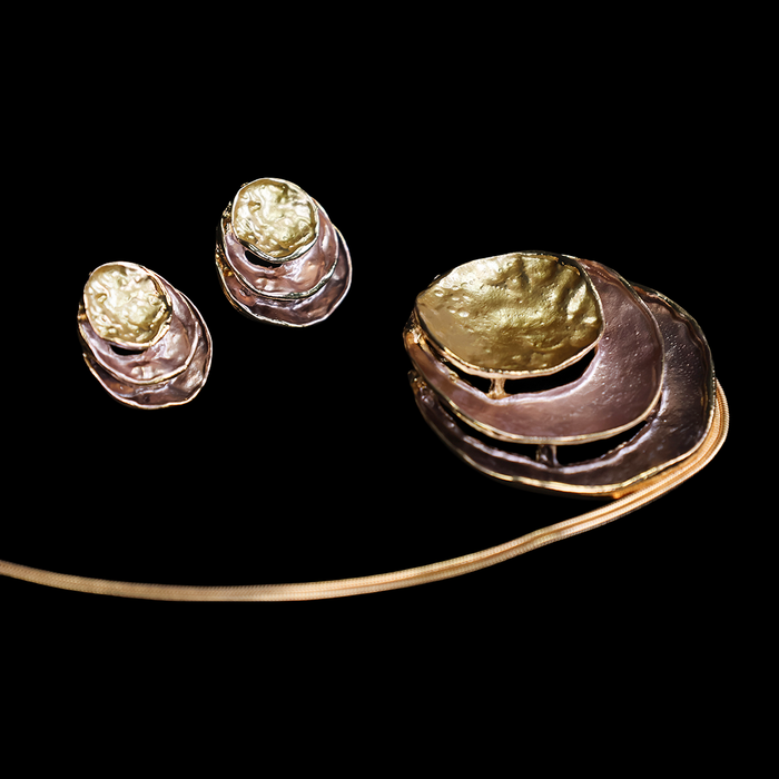 Regal Gold Flower Korean Stylish Pendant Set