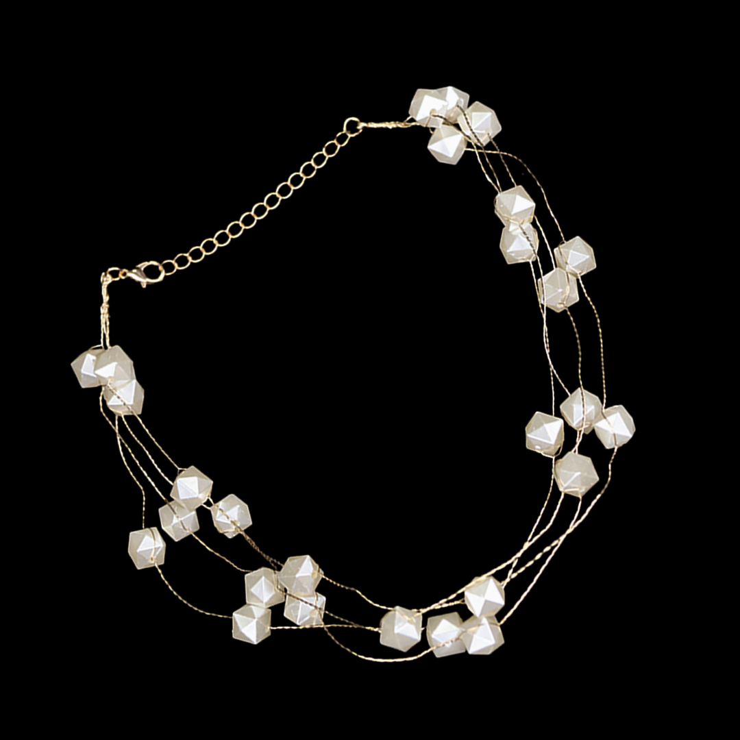 Multi-Layred Hexagon Peral Necklace