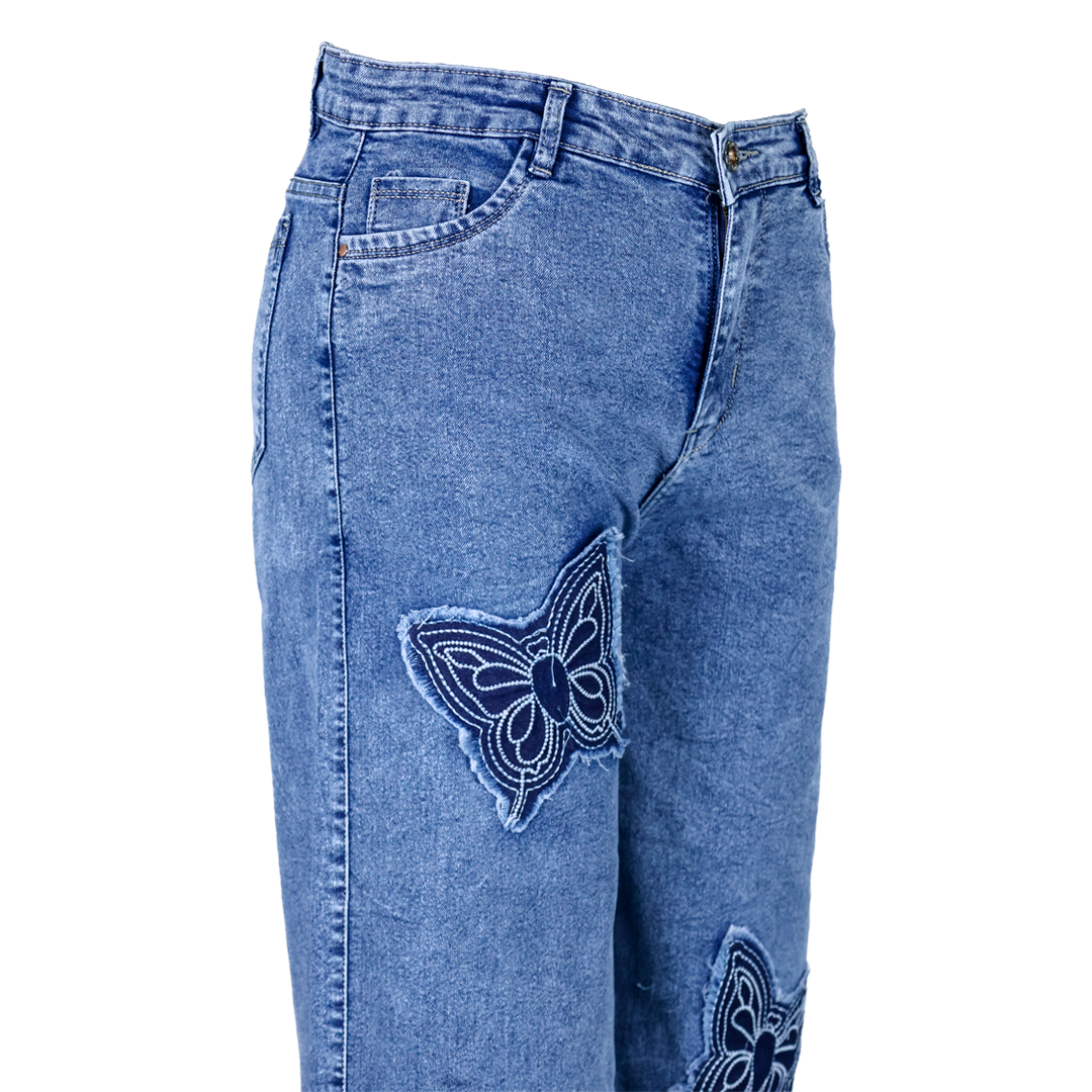 Butterfly Embroidery Loose fit Denim