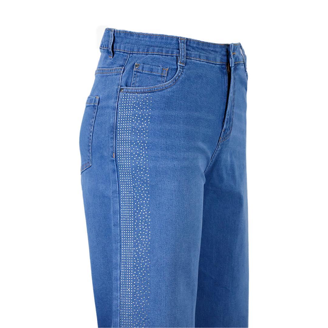 Side Stone Studed Straight Fit Jeans