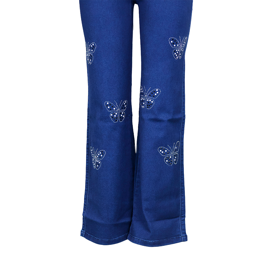 Black And White Stone Butterfly Straight Fit Jeans
